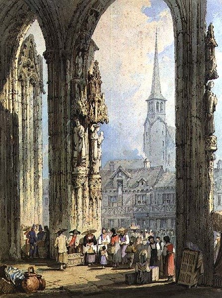 Szene von einer Kirchenvorhalle von Samuel Prout