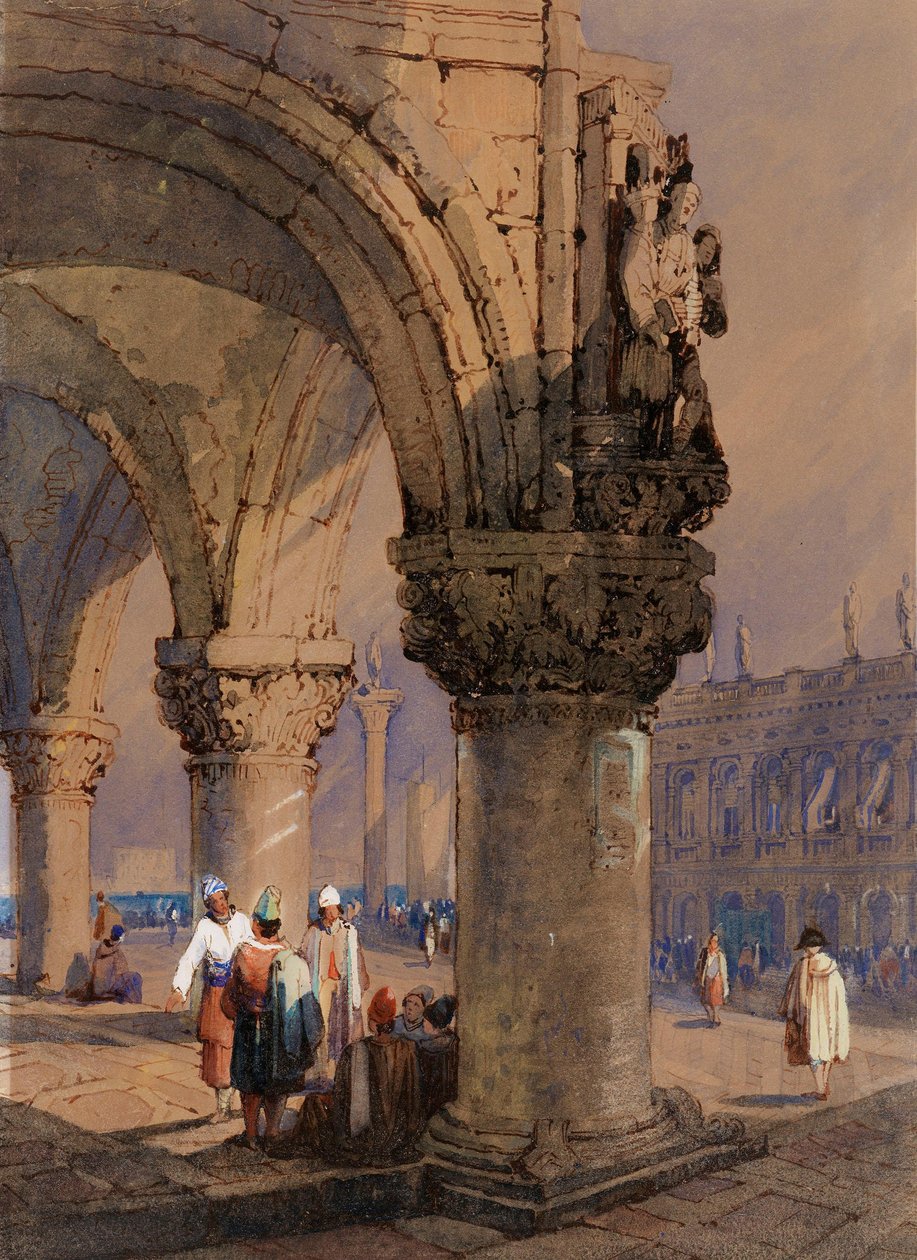 Die Kolonnade des Dogenpalastes, Venedig von Samuel Prout