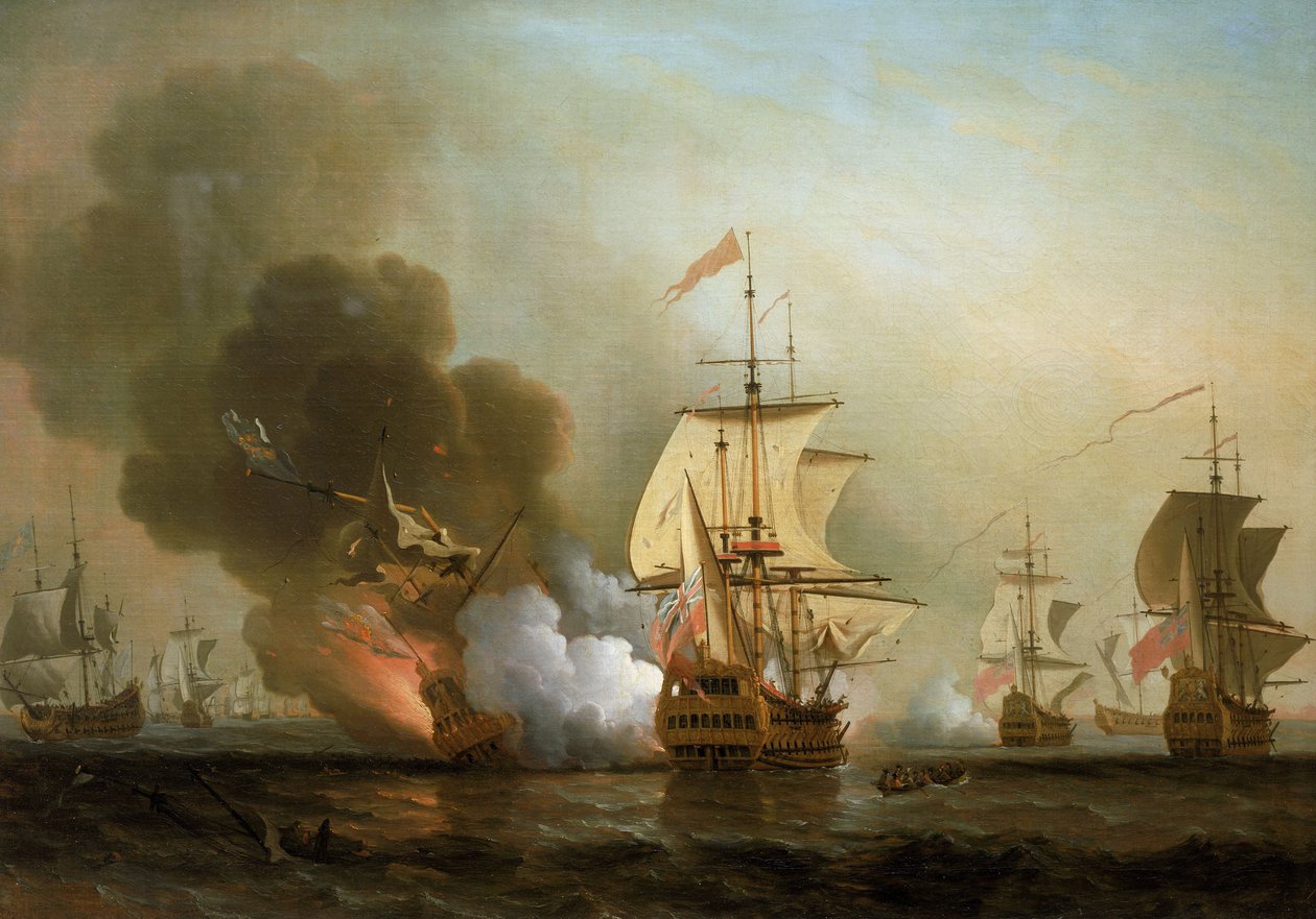 Seeschlacht vor der Küste von Cartagena (Spanien), 28. Mai 1708 von Samuel Scott