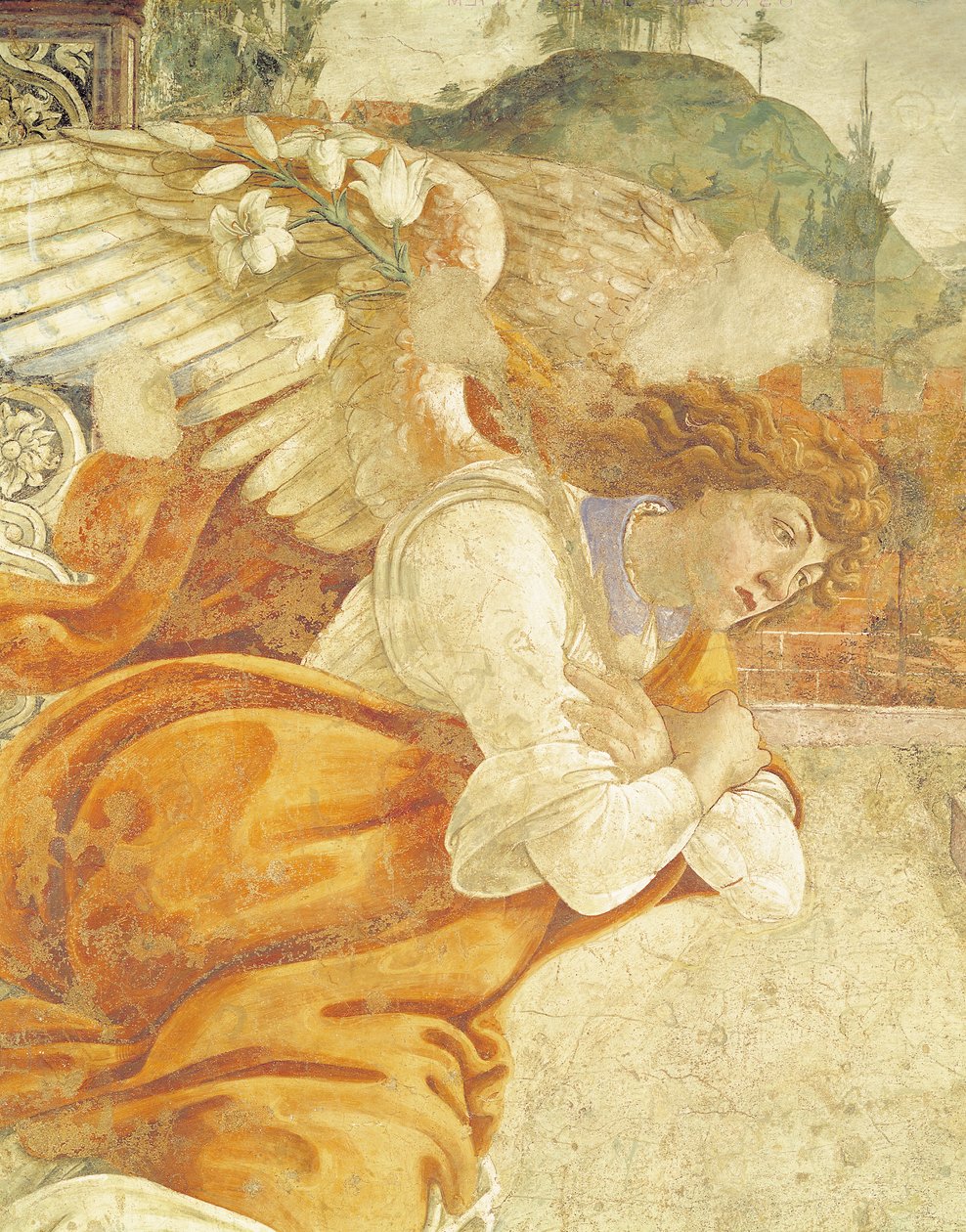 Die Verkündigung, Detail des Erzengels Gabriel, aus San Martino della Scala, 1481 (Fresko auf Panel montiert) von Sandro Botticelli