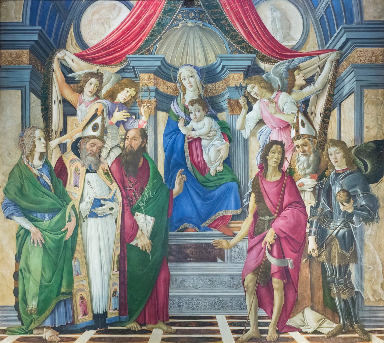 Madonna und Kind auf dem Thron mit Heiligen von Sandro Botticelli