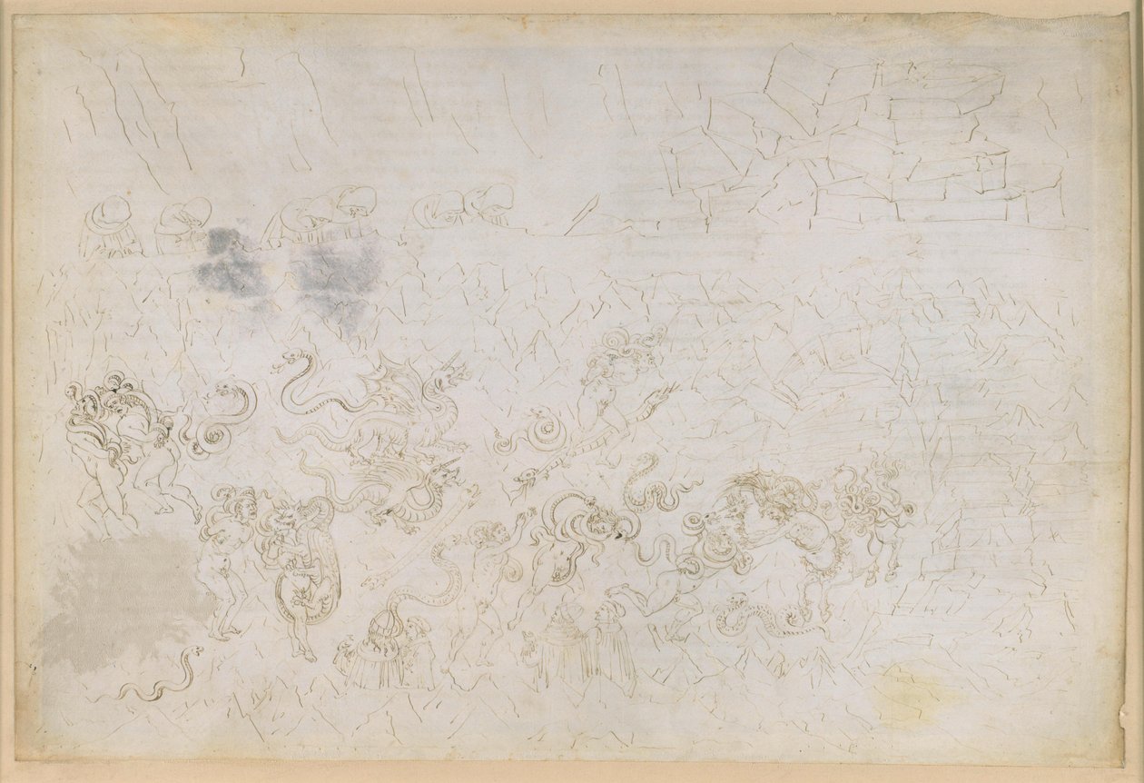 Die Göttliche Komödie, Inferno XXV. Vergil und Dante im achten Kreis der Hölle (Malebolge), 7. Bolgia: Härtere Strafen für Diebe und Räuber von Sandro Botticelli