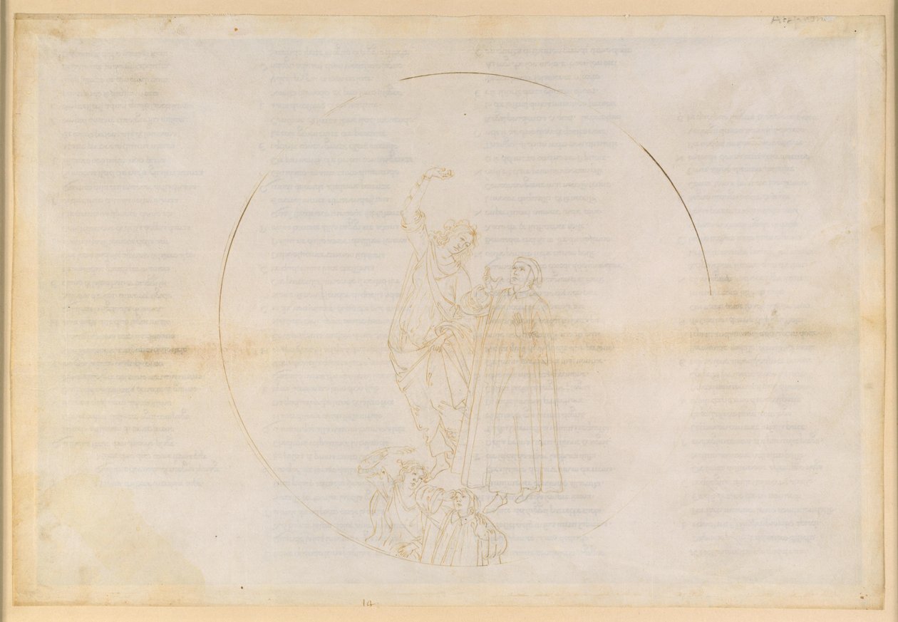 Die Göttliche Komödie, Paradiso XIV. Vierte Planetensphäre (Sonnenhimmel): Salomo berichtet Dante über die Verklärung des Leibes nach der Auferstehung; Aufflug zur Sphäre des Mars; Vision Christi von Sandro Botticelli