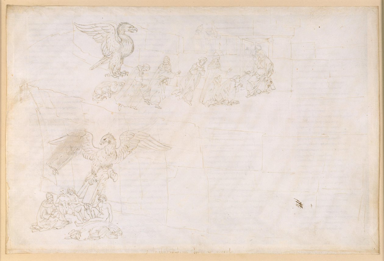 Die Göttliche Komödie, Purgatorio IX. Vorhölle: Mittelzone und Portalterrasse: Dantes Traum; Vor dem Tor des Fegefeuers von Sandro Botticelli