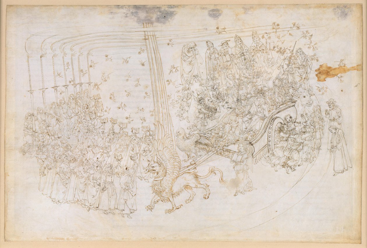 Die Göttliche Komödie, Purgatorio XXX. Das Irdische Paradies: Beatrice im Triumphwagen von Sandro Botticelli