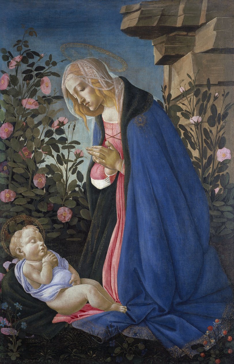 Die Jungfrau, die das schlafende Christuskind anbetet von Sandro Botticelli