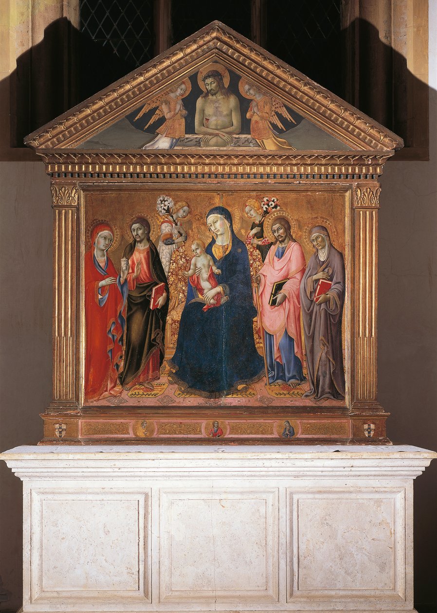 Madonna mit Kind und Heiligen und Christus in Pieta von Sano di also Ansano di Pietro di Mencio Pietro