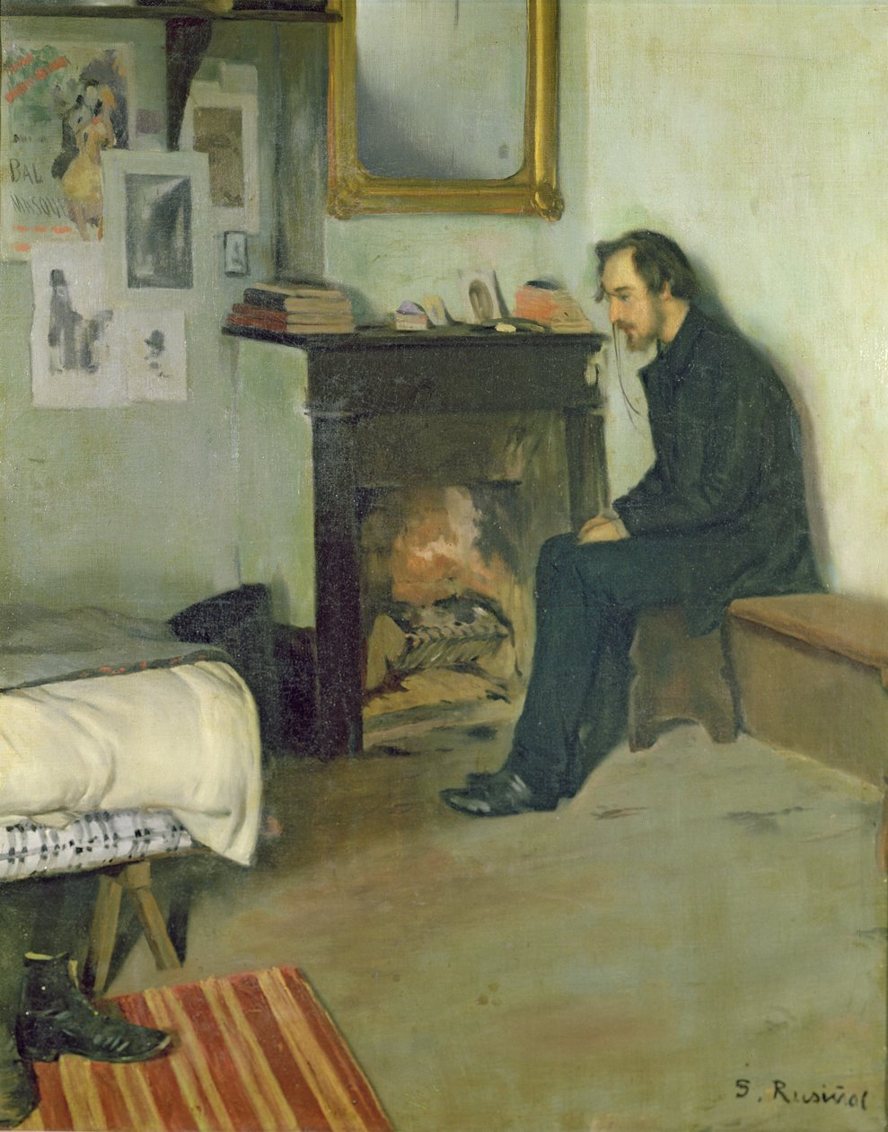 Der Bohemien (Porträt von Erik Satie in seinem Studio in Montmartre), 1891 von Santiago Rusiñol