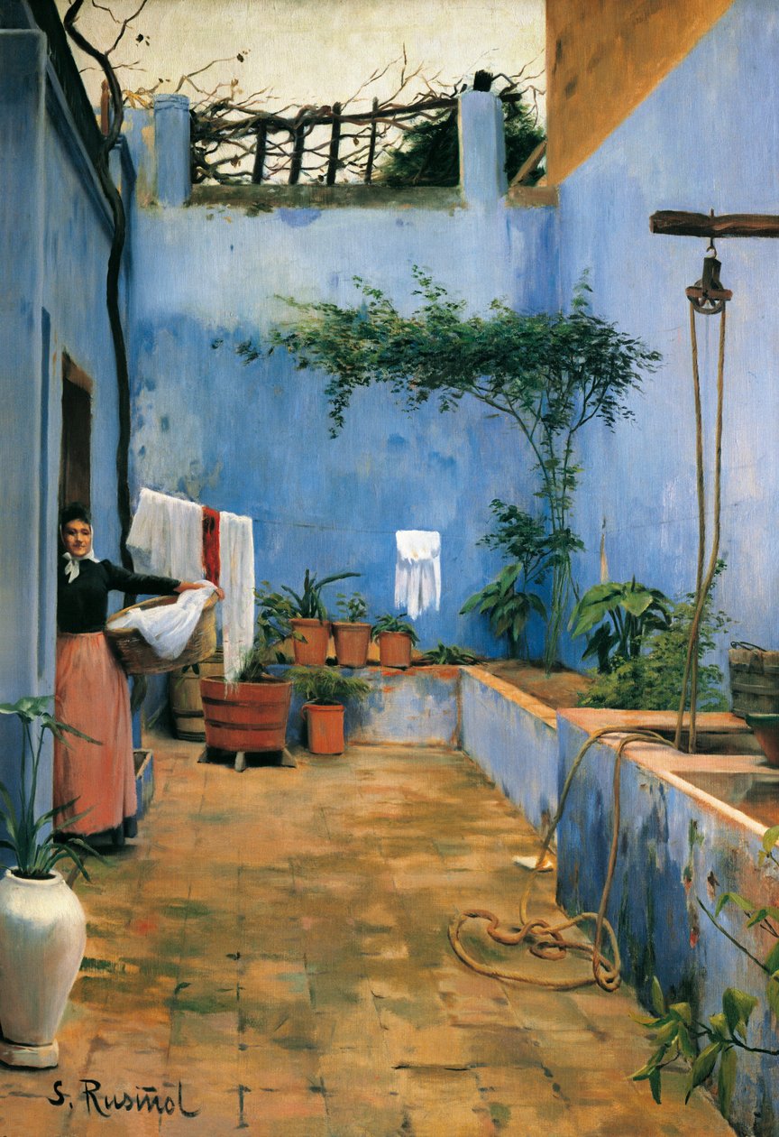 Der blaue Hof (El patio azul) Gemälde von Santiago Rusinol y Prats (1861-1931) 1892 Monistrol de Montserrat. Museum von Montserrat. von Santiago Rusinol i Prats