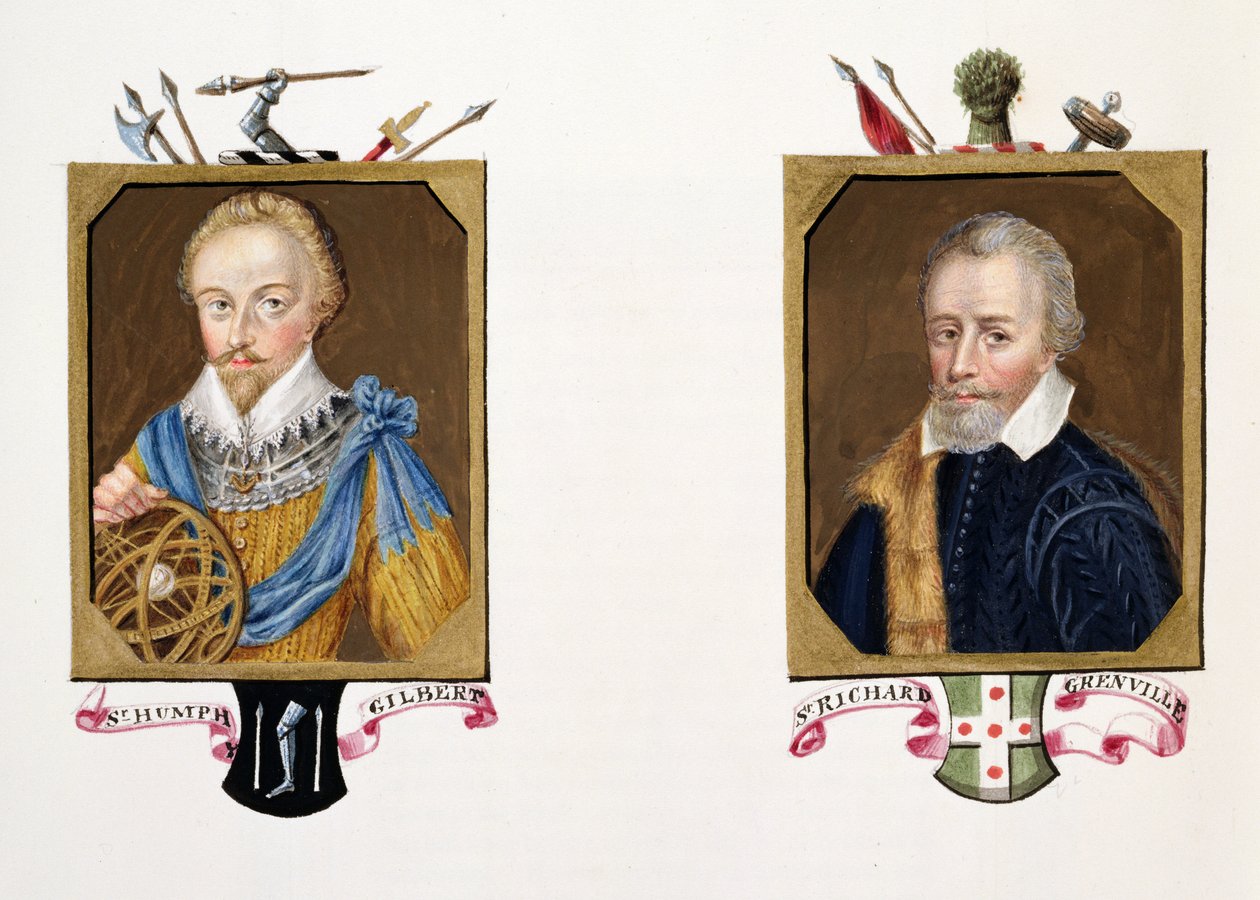 Doppelporträt von Sir Humphrey Gilbert (ca. 1539-83) und Sir Richard Grenville (ca. 1541-91) aus 