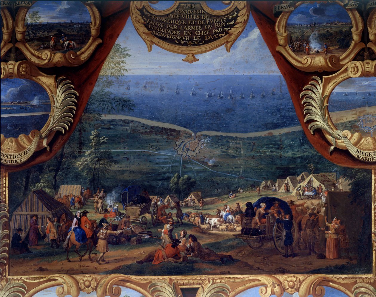 Die Taten von Prinz Louis II. von Bourbon Condé (bekannt als der Große Condé) (1621-1686): Schlacht von Dünkirchen und Furnes (1646) während des Dreißigjährigen Krieges. Gemälde von Savior Le Conte (1659-1694) von Sauveur Le Conte