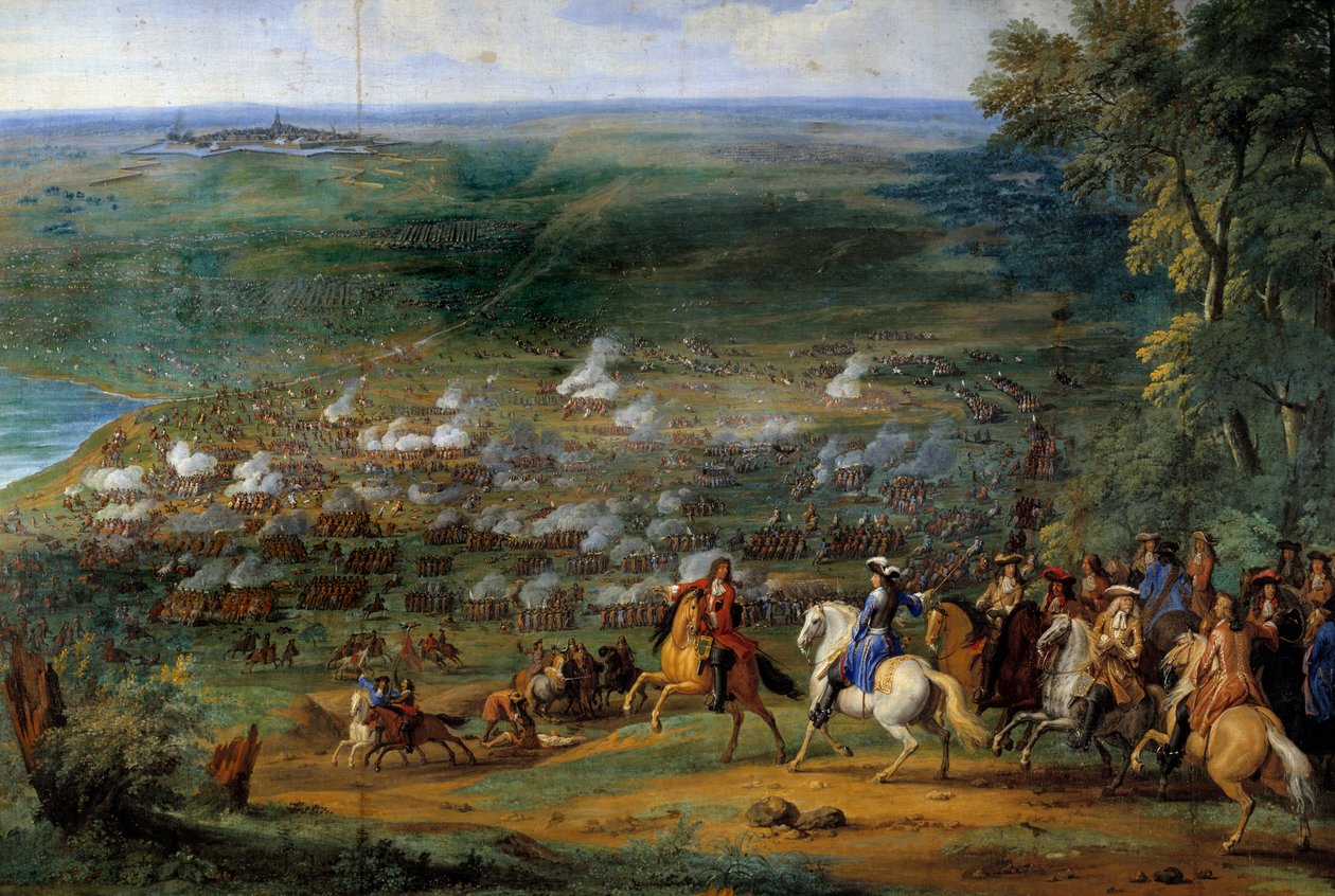 Dreißigjähriger Krieg: „Ansicht der Schlacht von Rocroy (Rocroi) am 19.05.1643 zwischen den französischen Truppen des Herzogs von Enghien und den spanischen Truppen von Francisco de Melo“ (Detail) Gemälde von Sauveur Le Conte (1659-1694) von Sauveur Le Conte