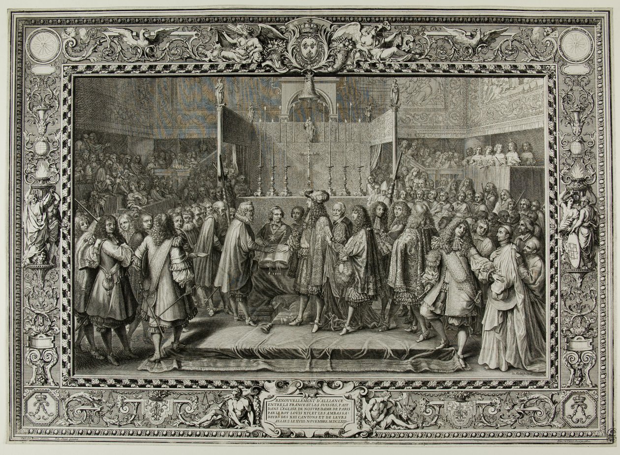 Erneuerung des Bündnisses zwischen den Franzosen und den Schweizern im Jahr 1663 von Sébastien Le Clerc the elder