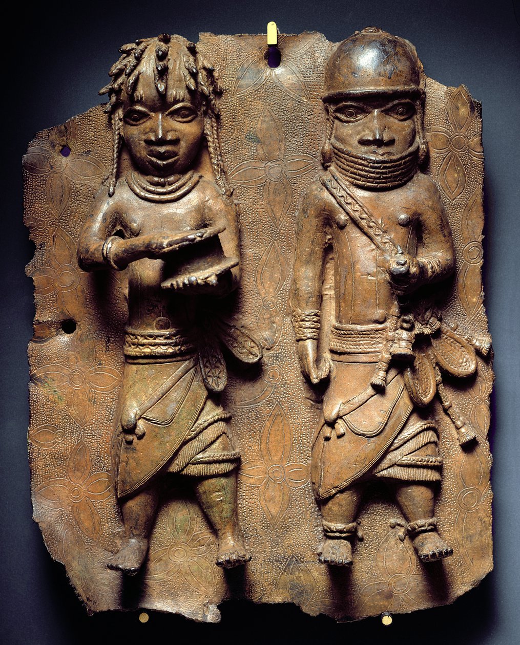 Benin-Plakette, Ritual zur Stärkung der mystischen Kraft des Oba, Nigeria von School African