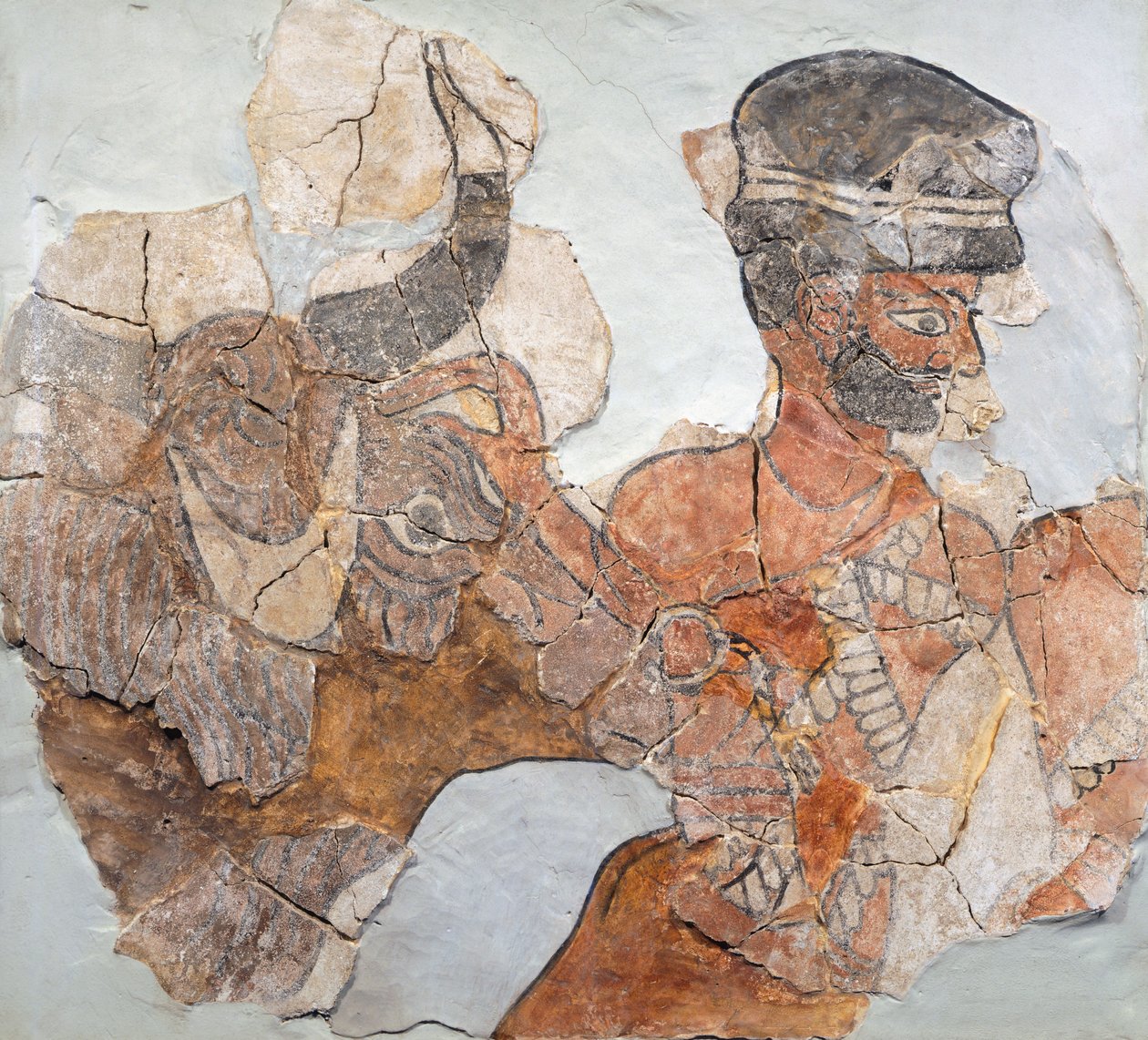 Fresko, das ein Opfer darstellt, aus Mari (heute Tell Hariri), archäologische Stätte, Syrien von School Assyrian