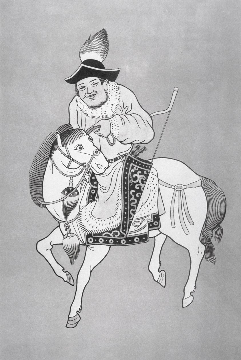 Ein mongolischer Bogenschütze zu Pferd, nach einer chinesischen Zeichnung von School Chinese