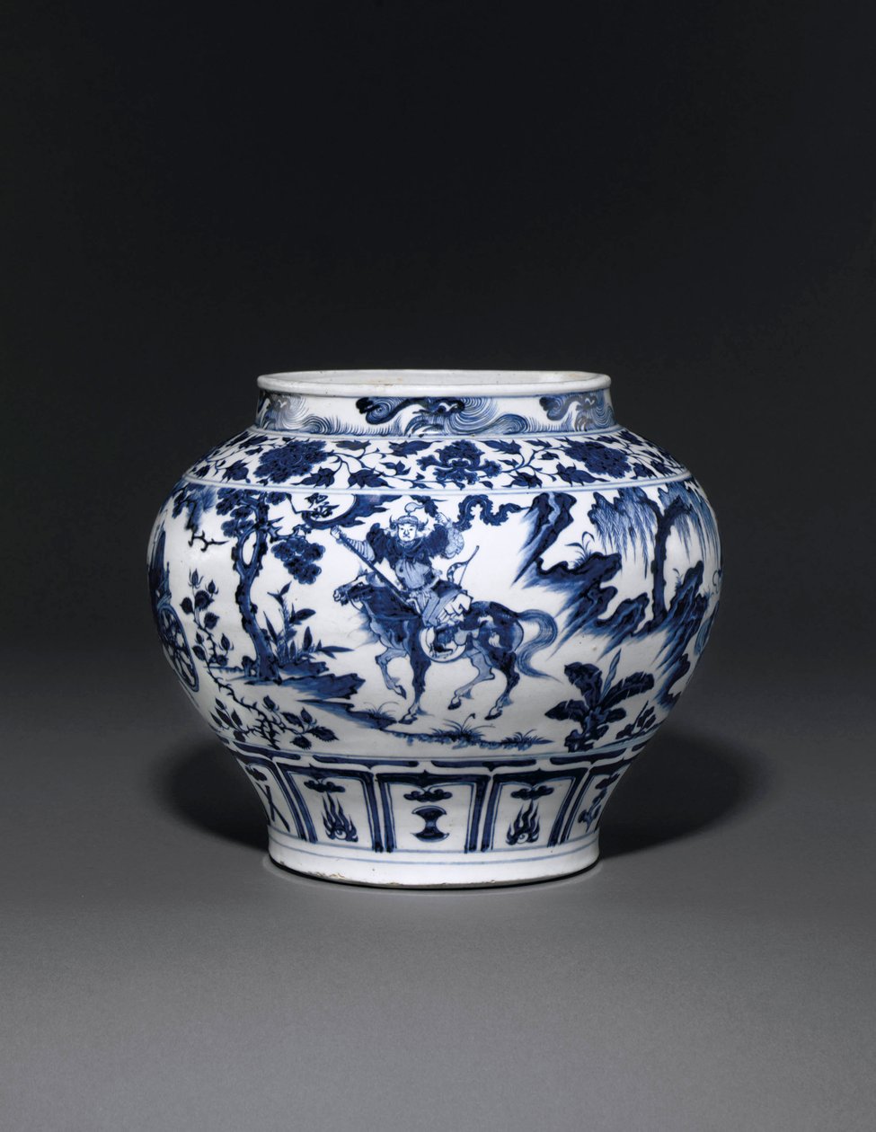 Außergewöhnlich seltene und wichtige blau-weiße Vase, Guan Yuan Dynastie, Mitte des 14. Jahrhunderts von School Chinese