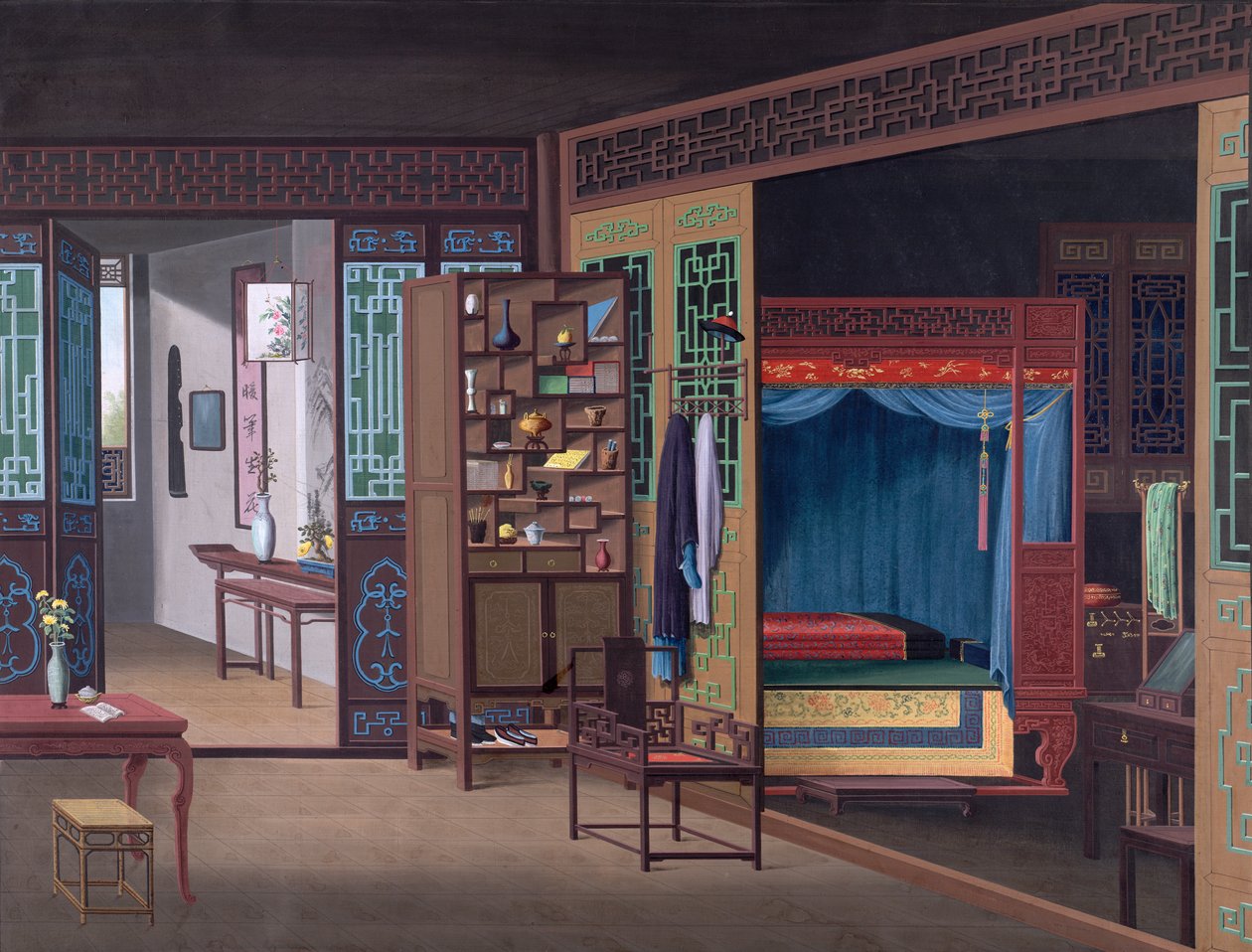 Innenansicht eines chinesischen Hauses in Kanton von School Chinese