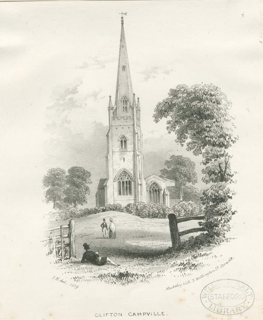 Clifton Campville Church (Lithographie) von School English