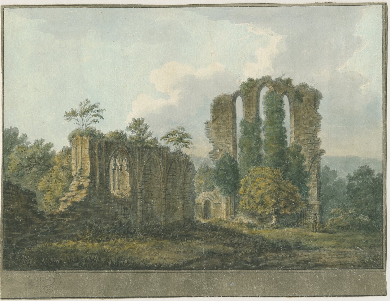Croxden Abbey: Aquarellmalerei, undatiert [1805] von School English