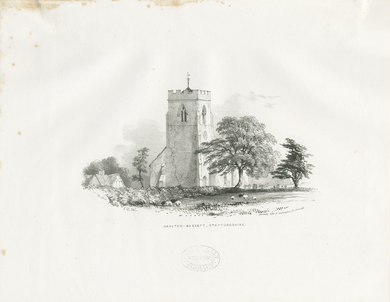 Drayton Bassett Church: Lithographie (vignettierte), nd [ca. 1825-30] (Druck) von School English