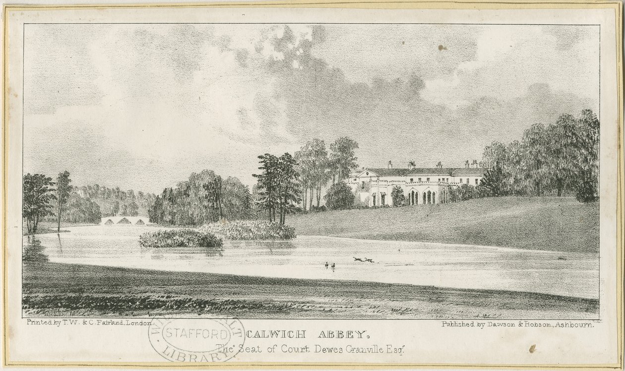 Ellastone - Calwich Abtei (Lithographie) von School English