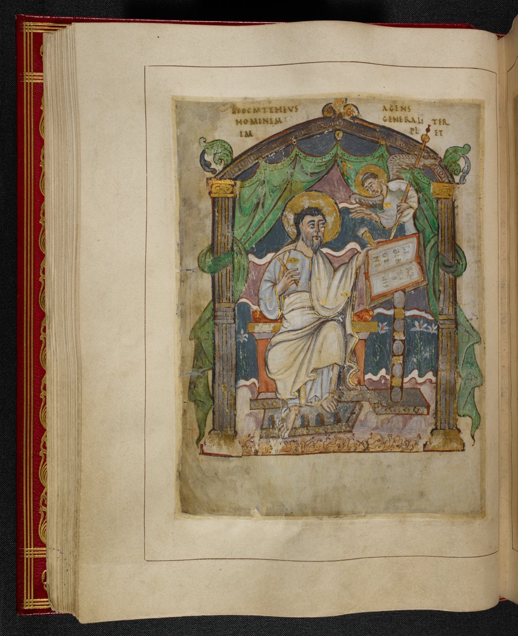 Evangelistenporträt des Heiligen Matthäus aus den Æthelstan-Evangelien (auch bekannt als die Krönungsevangelien) von School English
