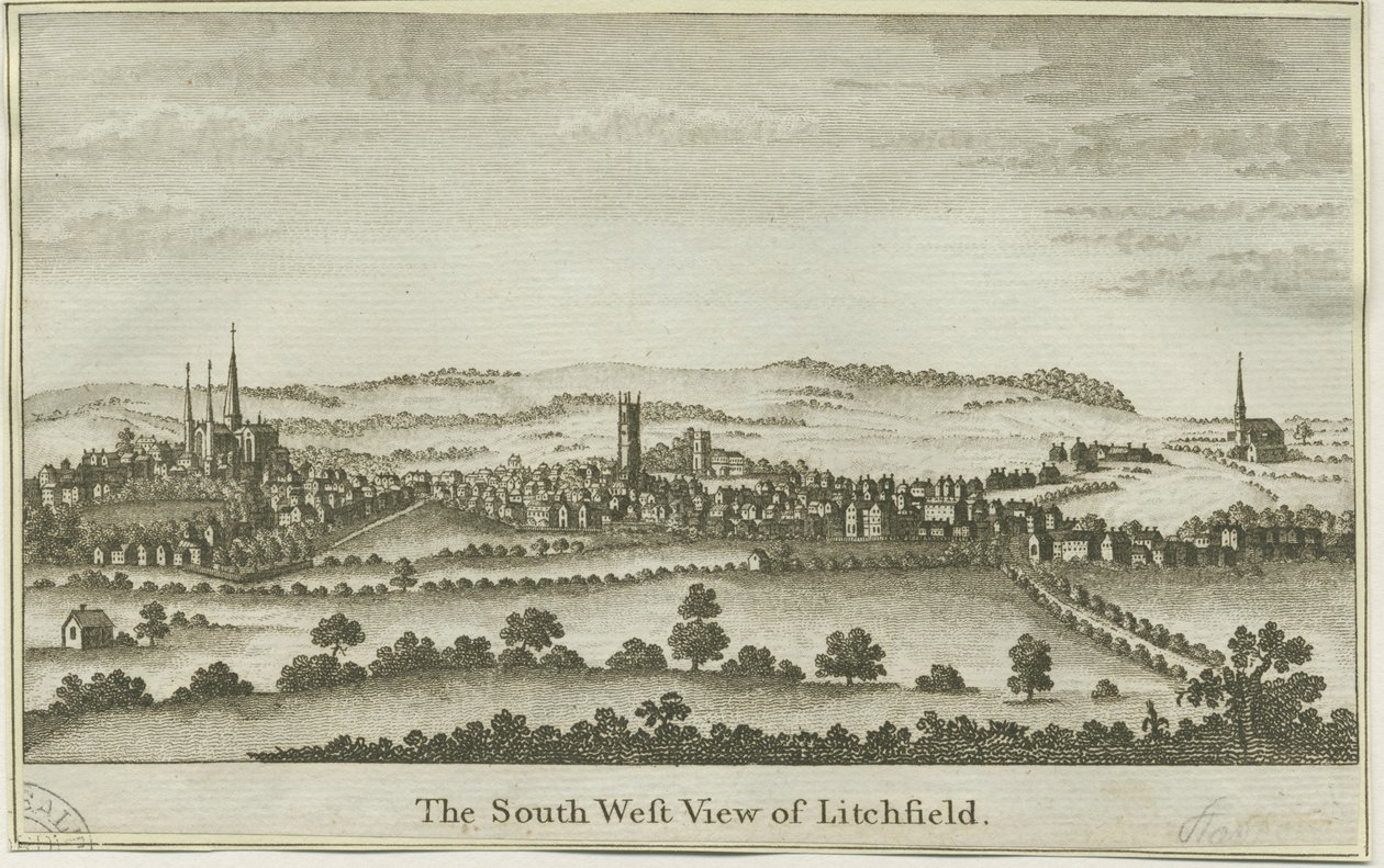 Lichfield - Südwestansicht: Kupferstich, nd [spätes 18. Jh.] (Druck) von School English