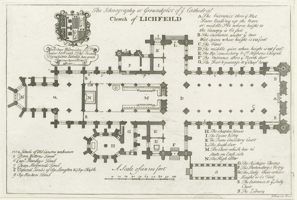 Lichfield Kathedrale - Grundriss von School English