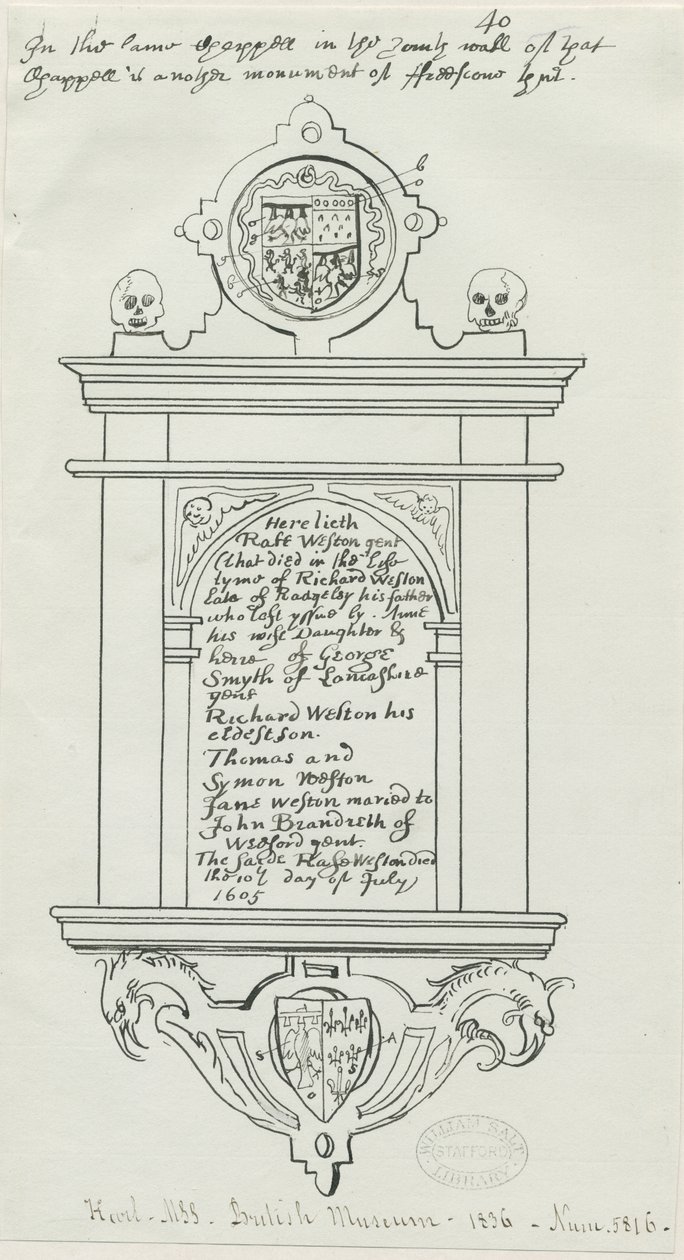 Rugeley Church (Alt) - Denkmal für Rafe Weston von School English