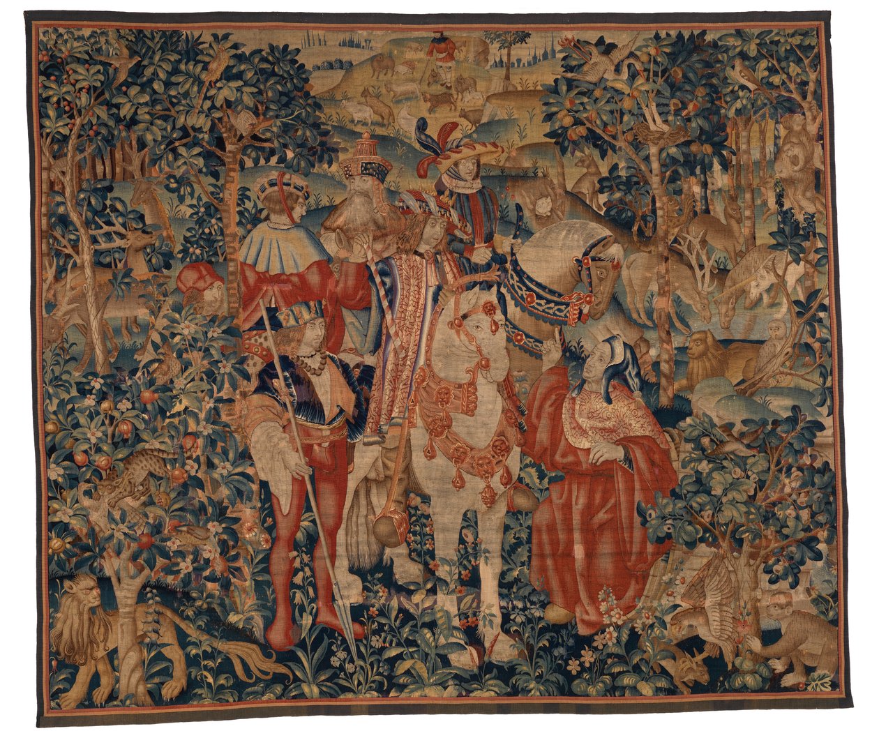Wandteppich, Alexander und Diogenes, spätes 15. bis frühes 16. Jahrhundert von School Franco Flemish