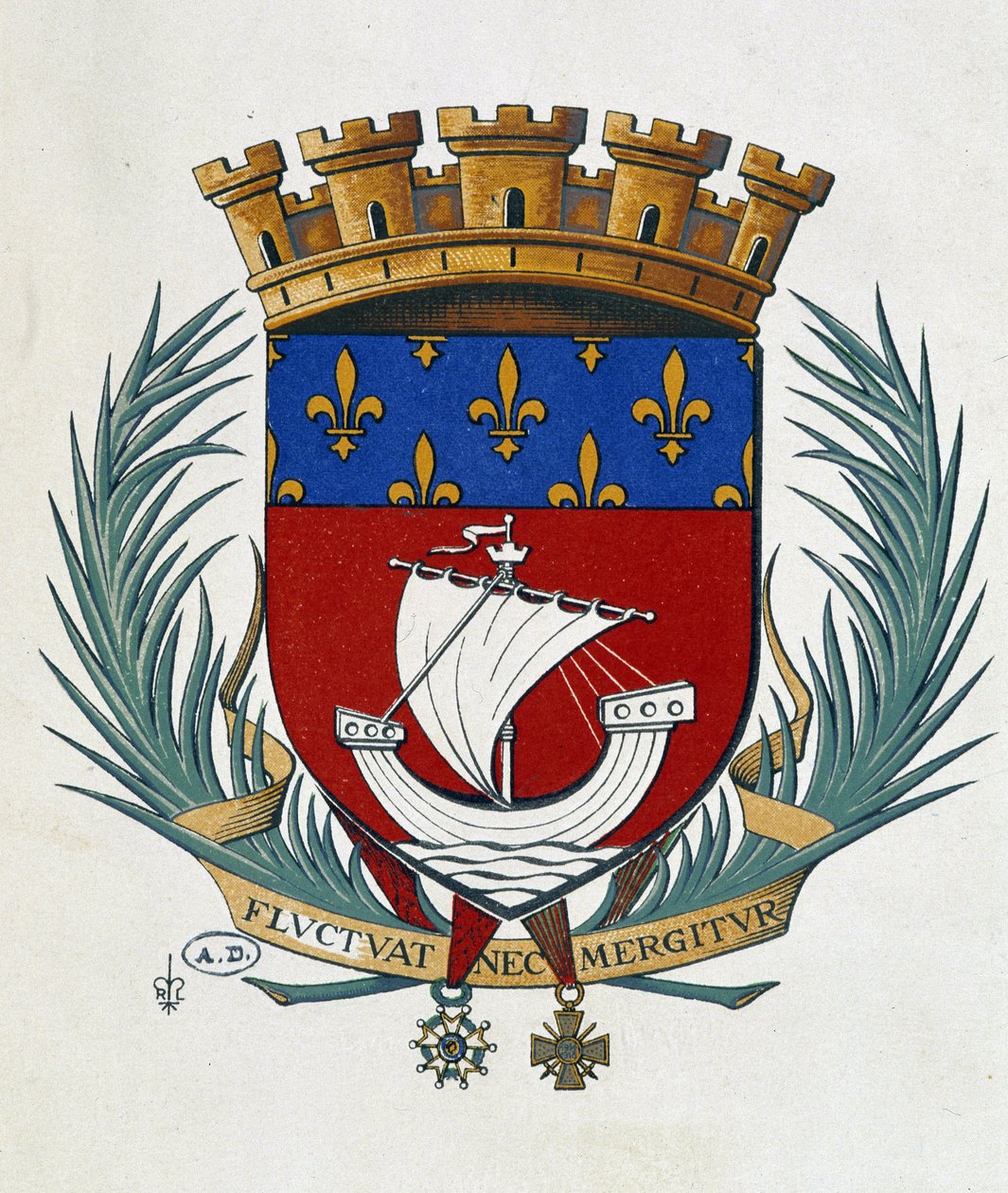 Wappen von Paris „Fluctuat Nec Mergitur“ von School French