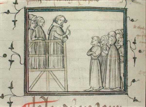 Karl V. (1338-80) der Weise predigt 1364 in Les Halles, Paris von School French