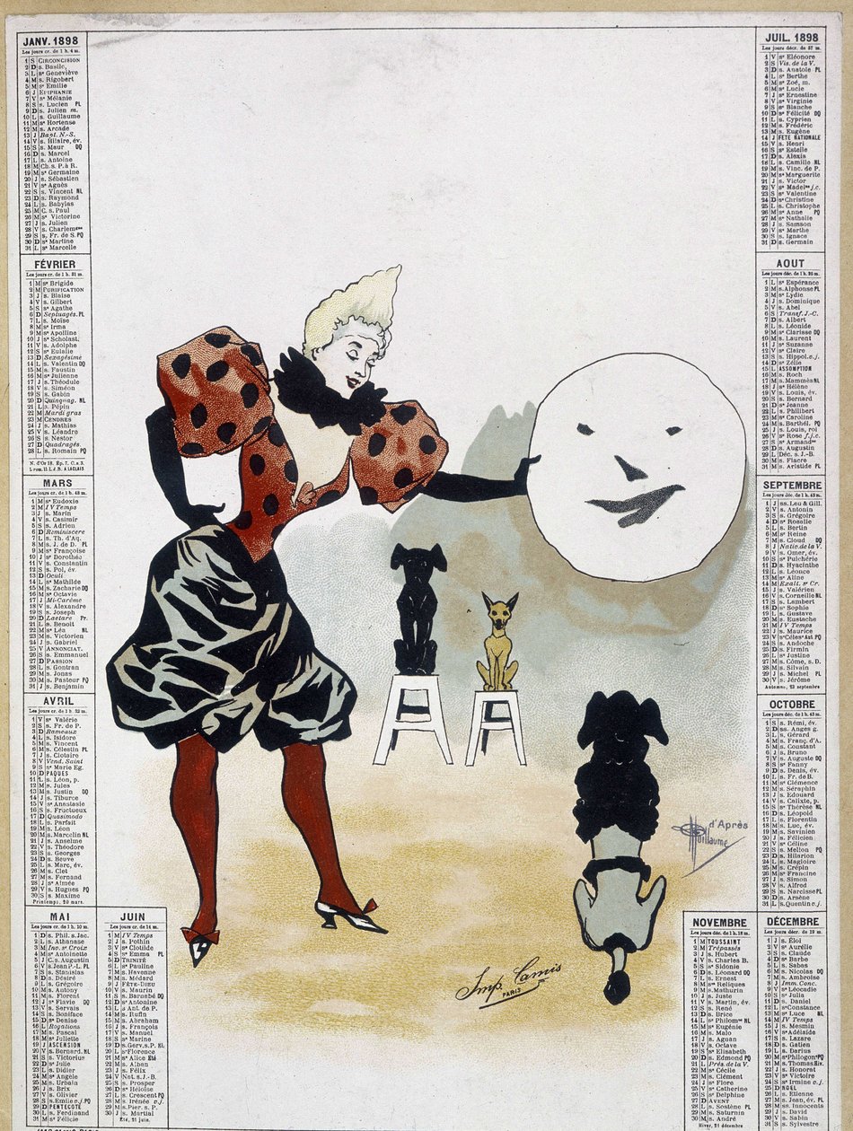 Zirkus: die gelehrten Hunde - Kalender, Arts Deco von School French