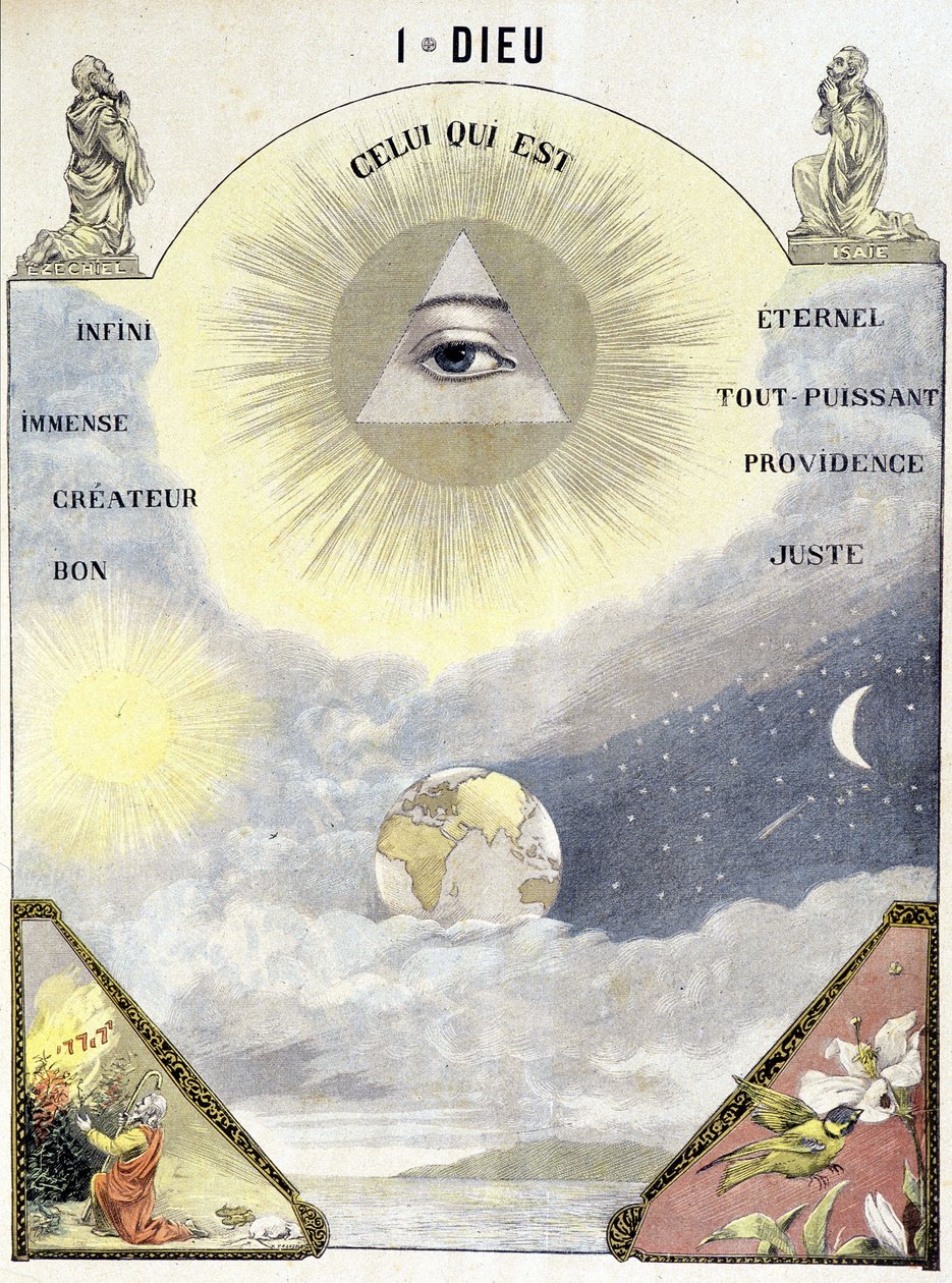 Definition von Gott als „Er, der ist (unendlich, ewig, immens, Schöpfer, gut, allmächtig, Vorsehung und gerecht)“ von School French