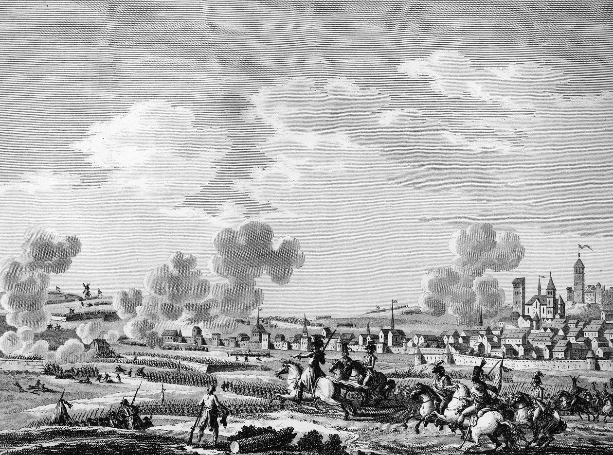 Französische Revolution und Ankunft der konterrevolutionären Kräfte: Sieg der französischen Revolutionäre in Jemmapes am 6. November 1792 über die österreichische Armee in Belgien. Paris, Bibliothek des Instituts für Revolutionsgeschichte von School French