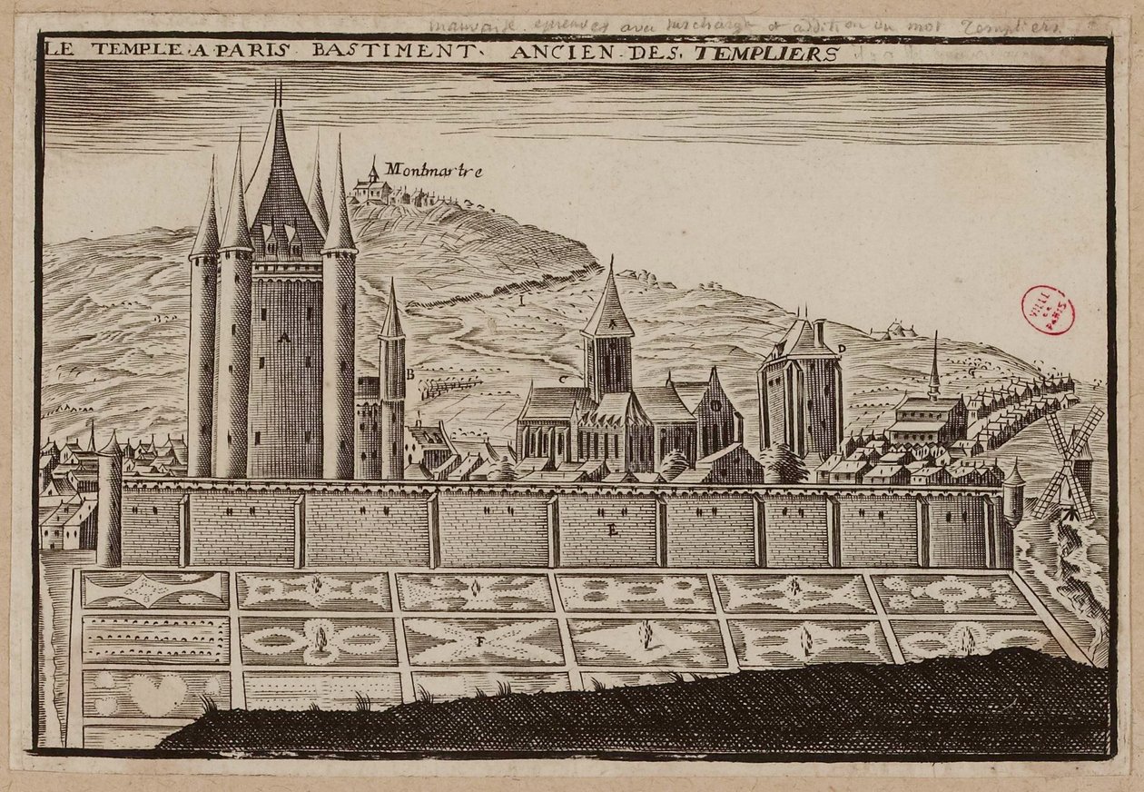 Le Temple à Paris, altes Gebäude der Tempelritter von School French