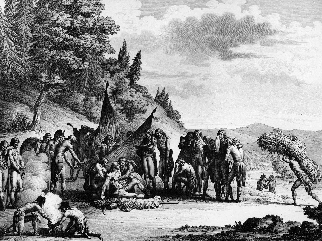 Krieg der Französischen Revolution: Tod des französischen Armeegenerals François Séverin Marceau (1769-1796) in Altenkirchen, Deutschland am 21. September von School French