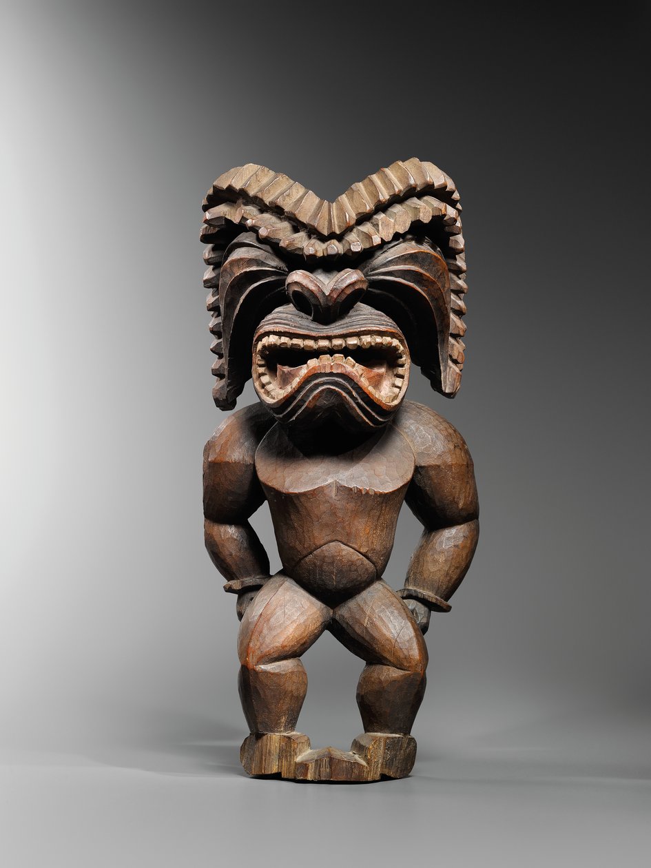 Hawaiianische Figur, Kona-Stil, Darstellung des Kriegsgottes Ku ka ’ili moku, ca. 1780-1820 von School Hawaiian