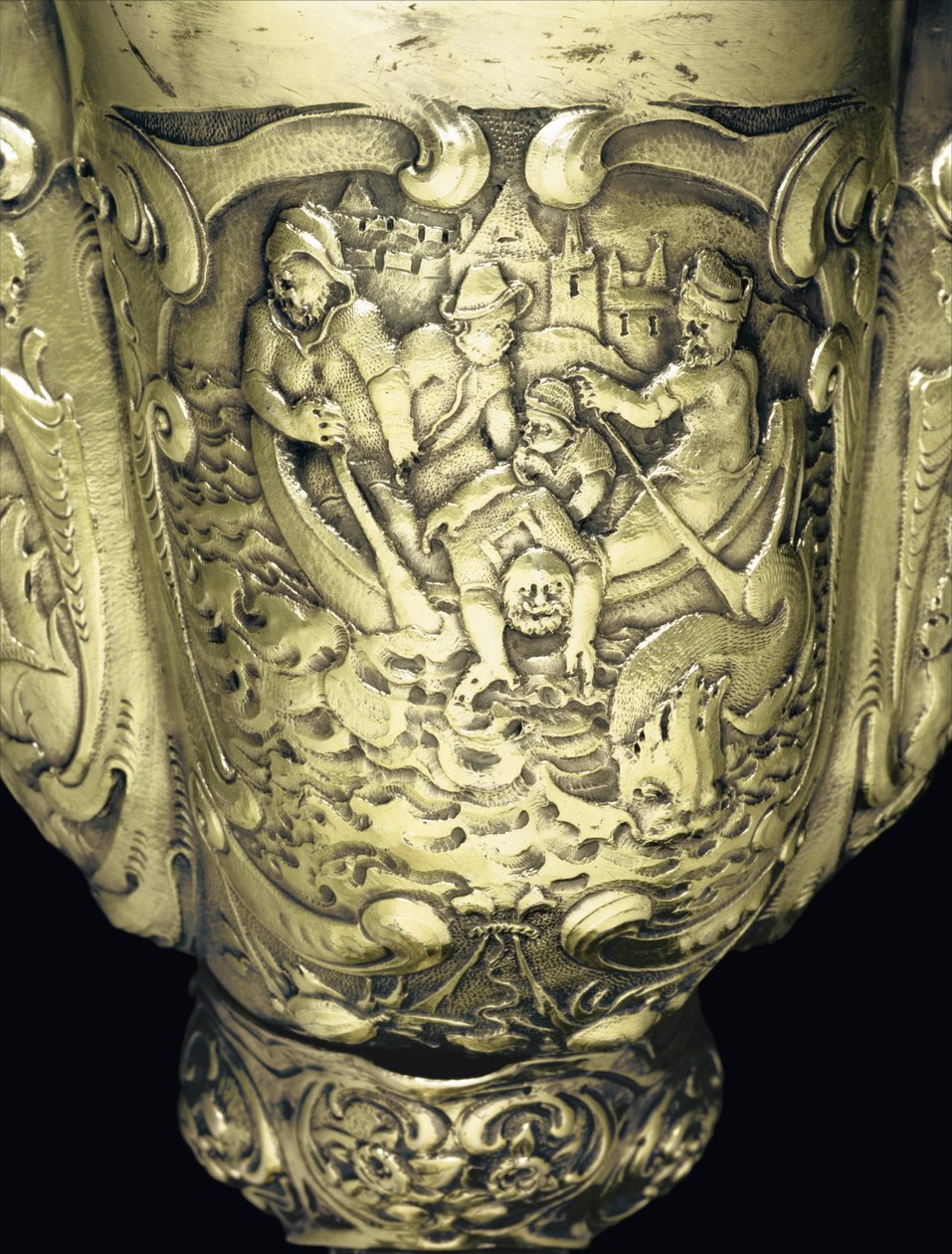 Montierter Nautilusbecher, Nagyszeben, Mitte 17. Jahrhundert (Detail) von School Hungarian