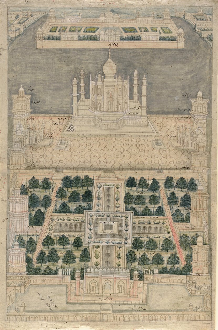 Vogelperspektive des Taj Mahal in Agra von School Indian