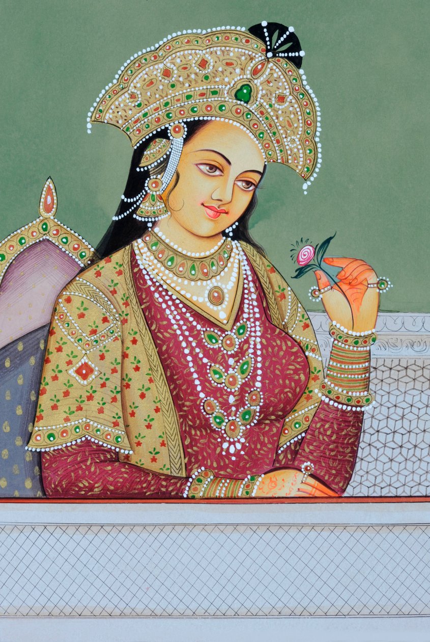 Miniaturmalerei der Mogul-Königin Mumtaz Mahal von School Indian