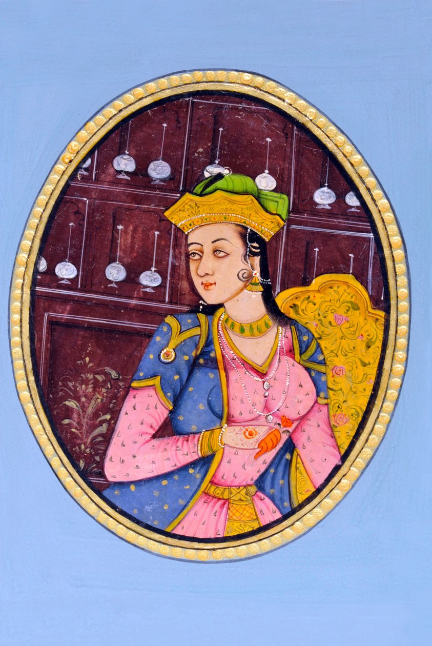 Miniaturmalerei von Königin Mumtaz Mahal, Indien, Asien von School Indian