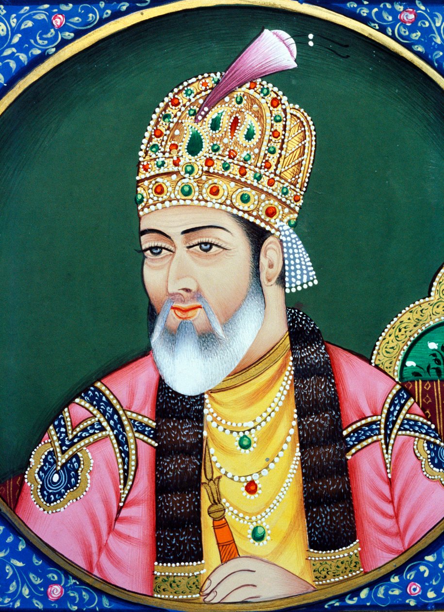 Mughal-Kaiser Shah Jahan Miniaturmalerei auf Papier von School Indian