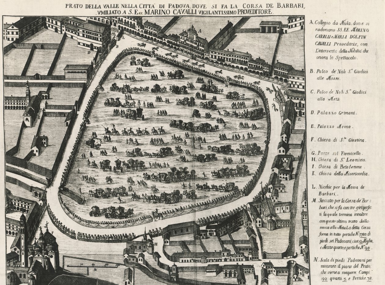 Alter Grundriss von Prato della Valle, größter Platz in Padua, Italien von School Italian
