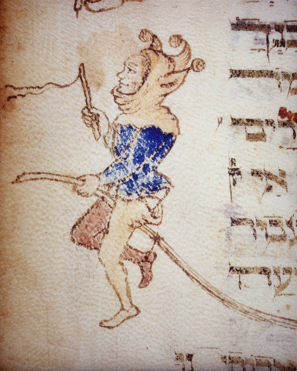 Ein Hofnarr. Jüdisches Manuskript aus dem 13. Jahrhundert. Biblioteca Palatina, Parma von School Jewish