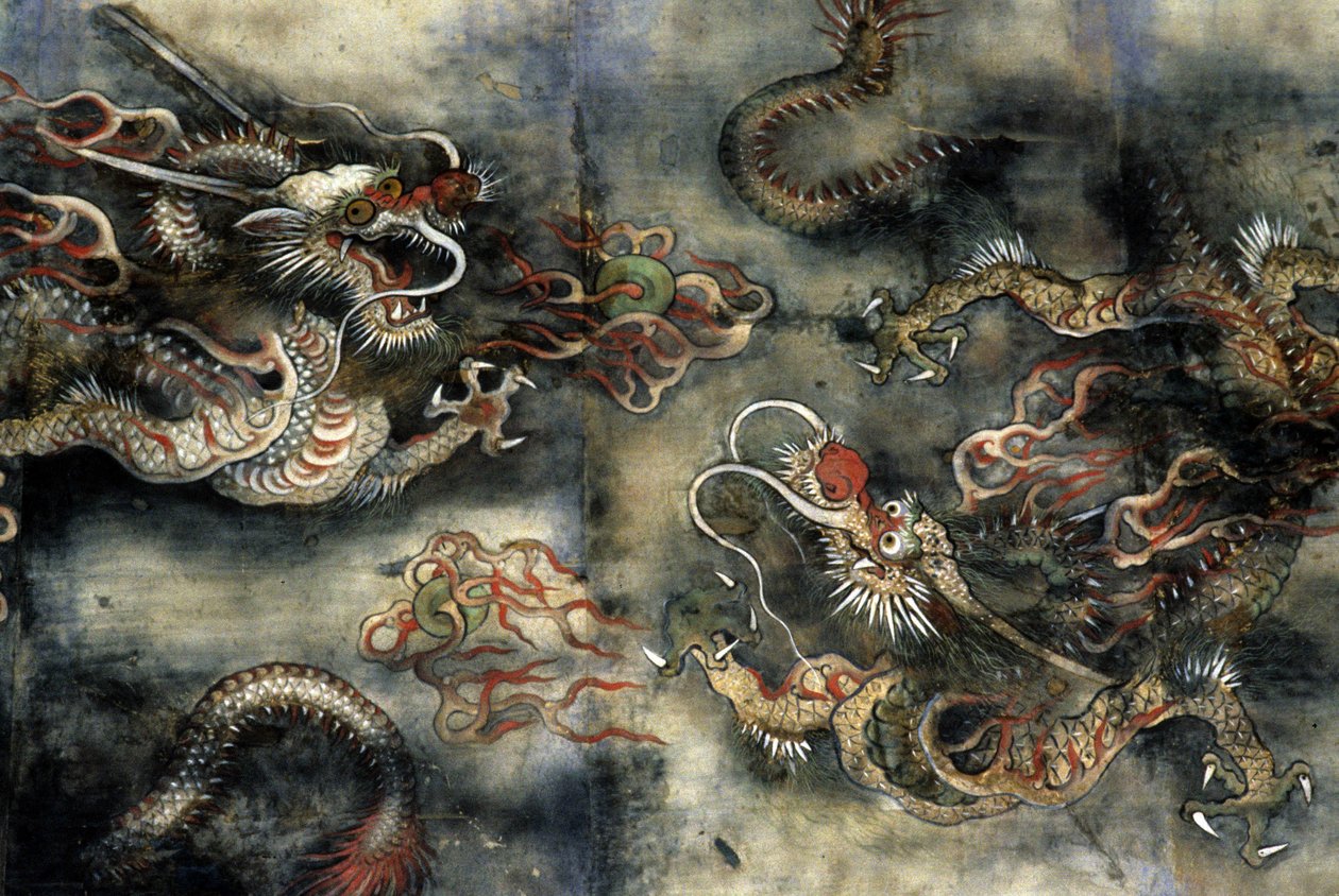 Drachen, Dekoration des buddhistischen Tempels von Pongwon, Seoul, Korea von School Korean