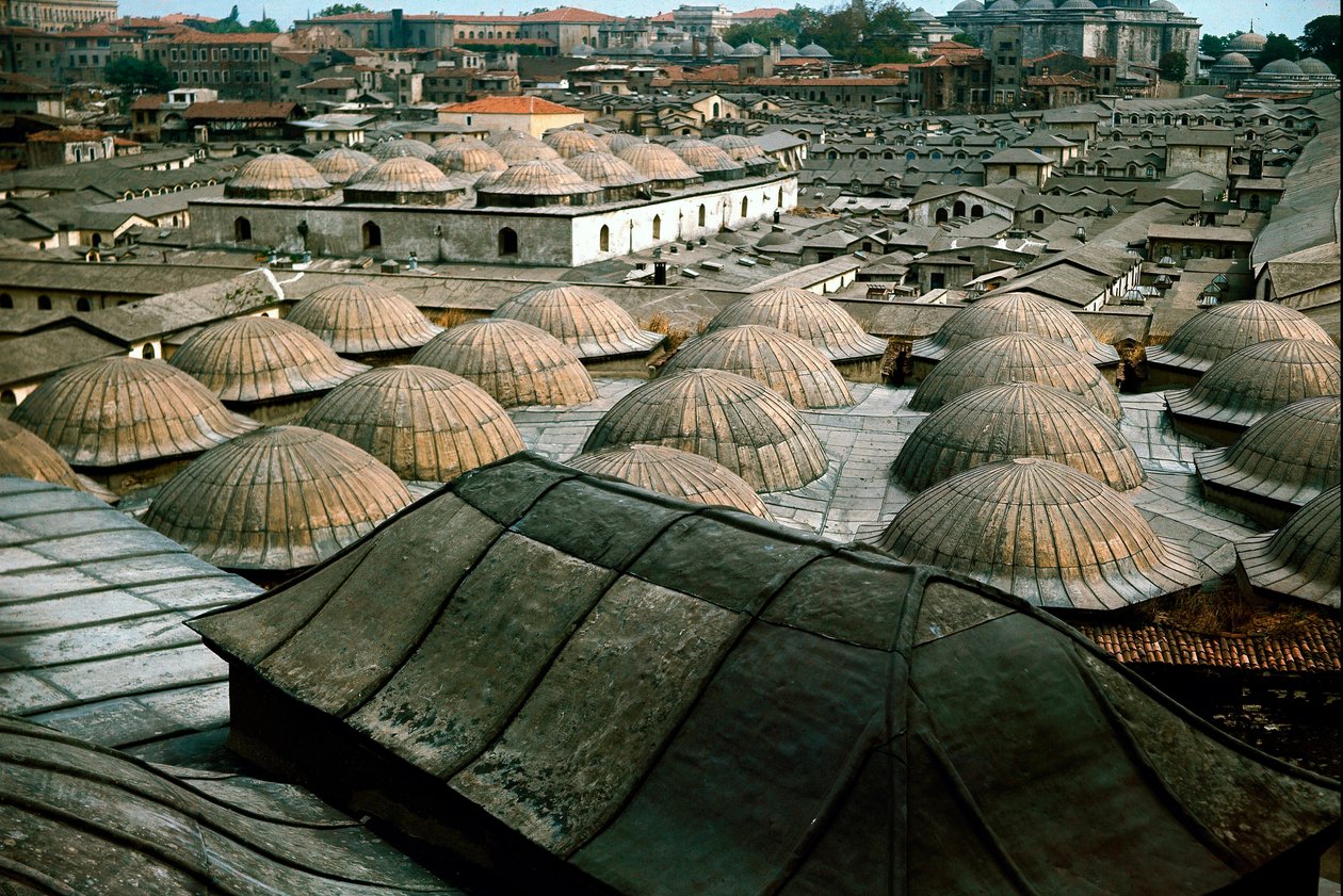 Panoramablick auf Istanbul mit Kuppeln des Großen Basars von School Ottoman
