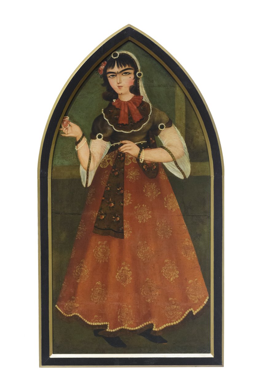Eine junge Frau, von einem Nachfolger von Mohammad Hassan, unbekannter Künstler von School Qajar