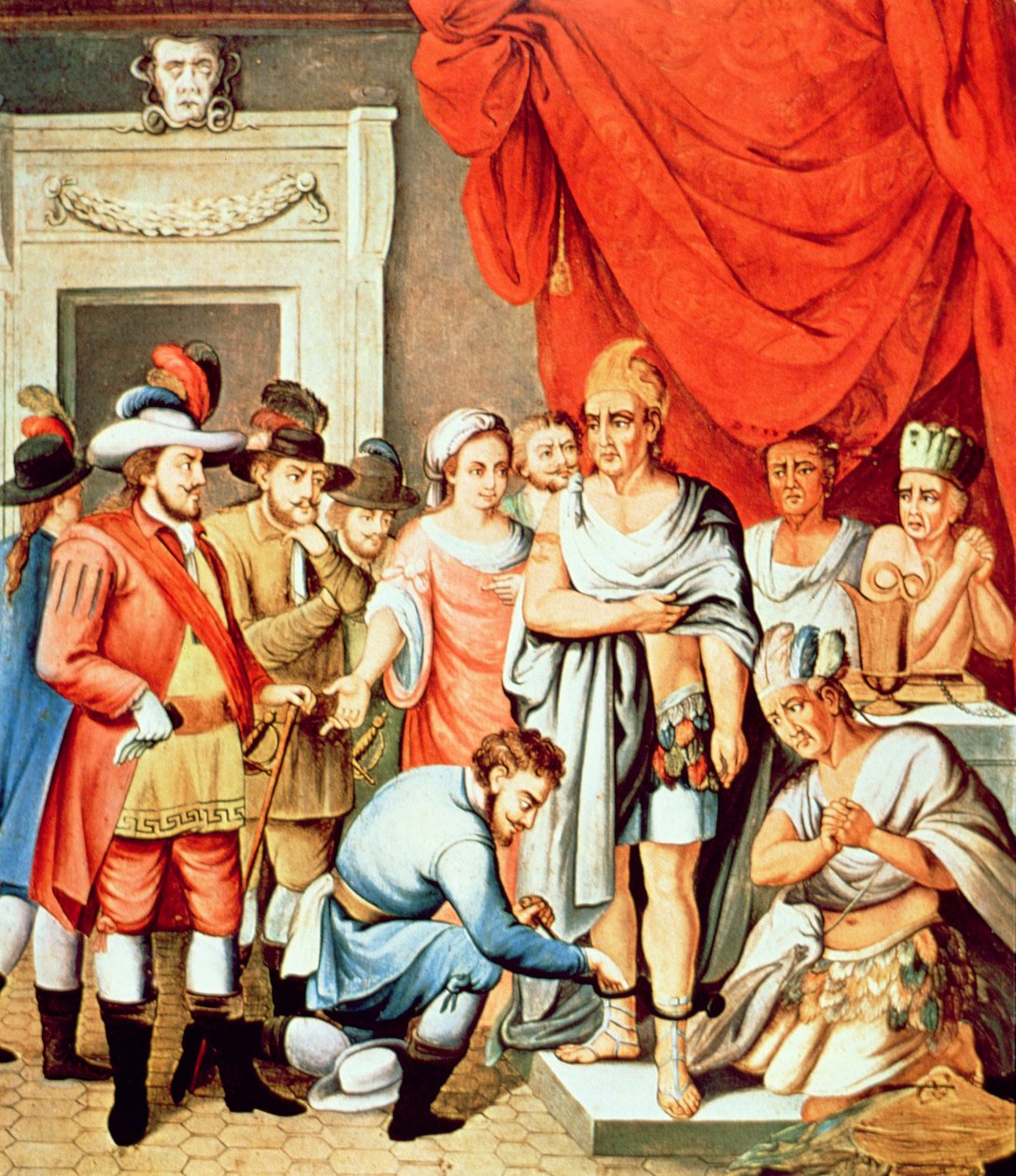 Hernan Cortes befiehlt, Montezuma Fesseln an die Knöchel zu legen von School Spanish